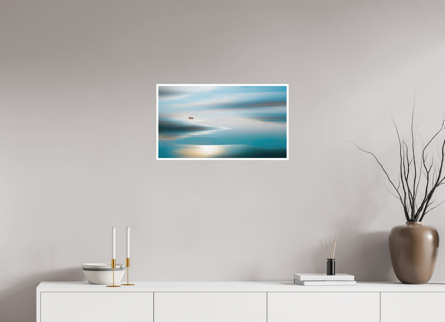 64 x 36 cm, Fine Art Print Hahnemühle Baryta Boot im Wattenmeer-06—Wandkunst, Fine Art Print, Leinwand, Acryldruck, Alu-Dibond