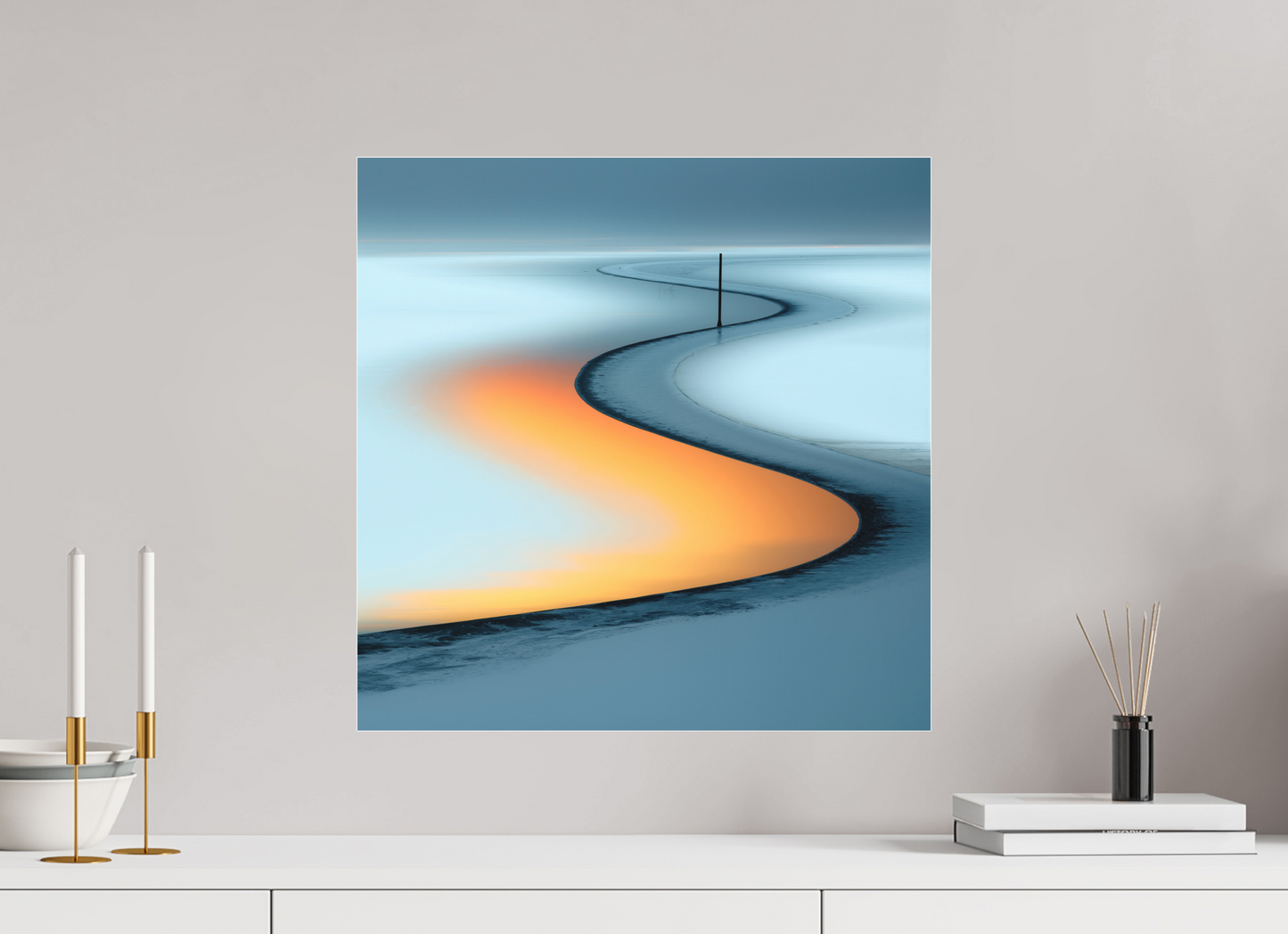 50 x 50 cm, Fine Art Pigmentdruck hinter Acrylglas Goldener Priel