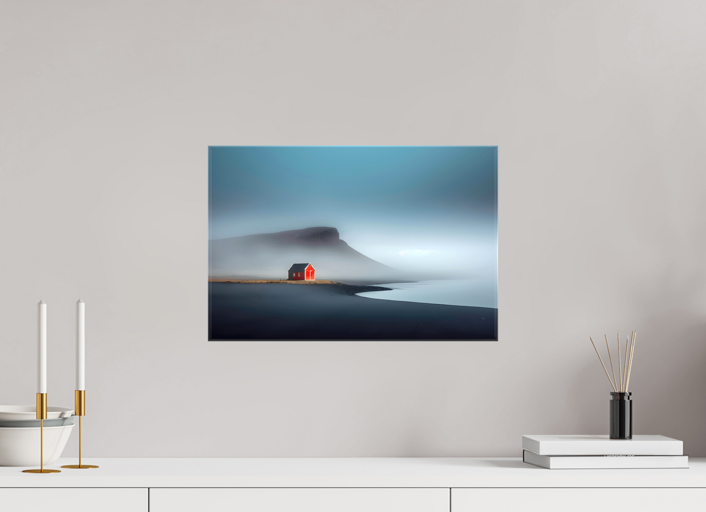 45 x 30 cm, Leinwand glänzend Haus am Meer-01—Wandkunst, Fine Art Print, Leinwand, Acryldruck, Alu-Dibond