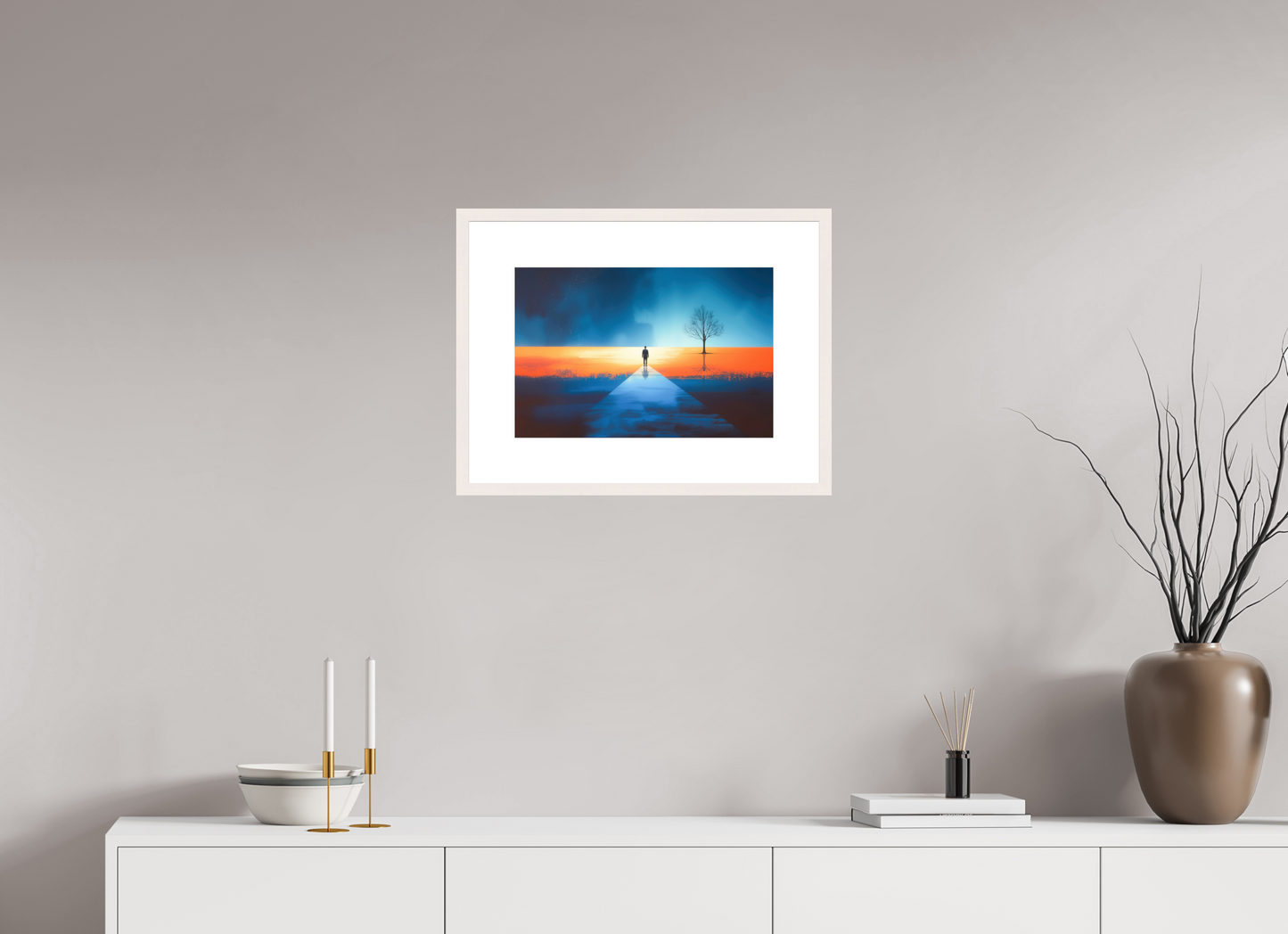 45 x 30 cm, Fine Art Print gerahmt Der Pfad ins Zwischenlicht