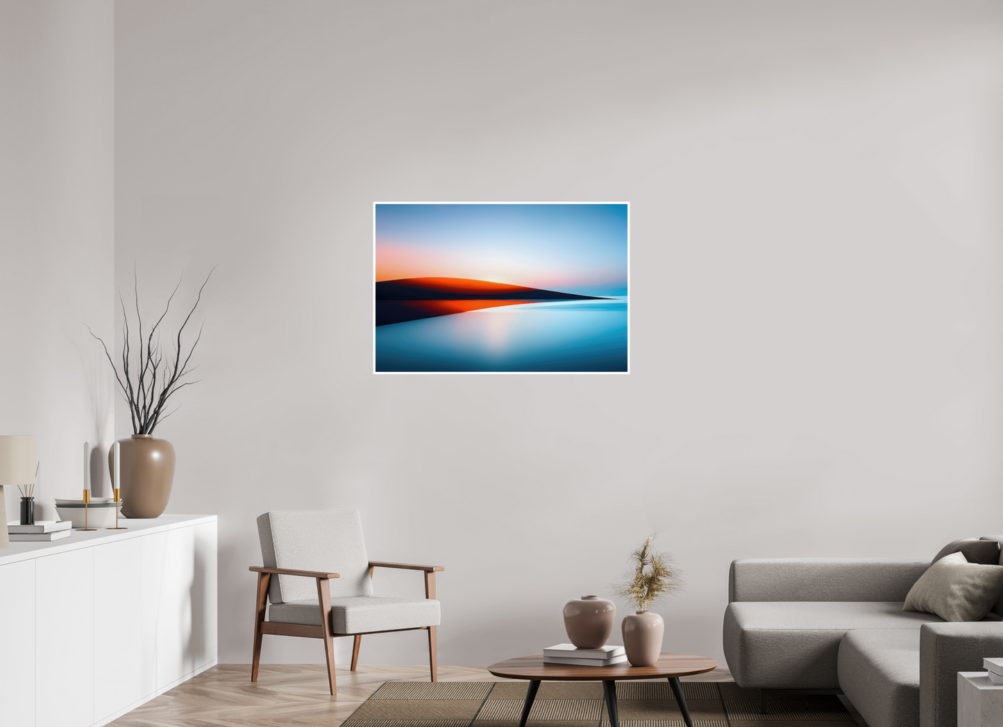 105 x 70 cm, Fine Art Print Hahnemühle Baryta Lichtlinie am Horizont-01—Wandkunst, Fine Art Print, Leinwand, Acryldruck, Alu-Dibond