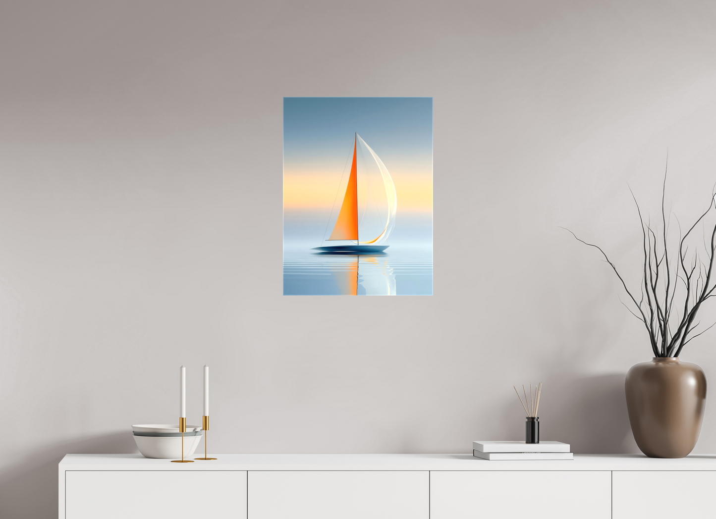 45 x 60 cm, Leinwand glänzend Ein Segel, ein Horizont