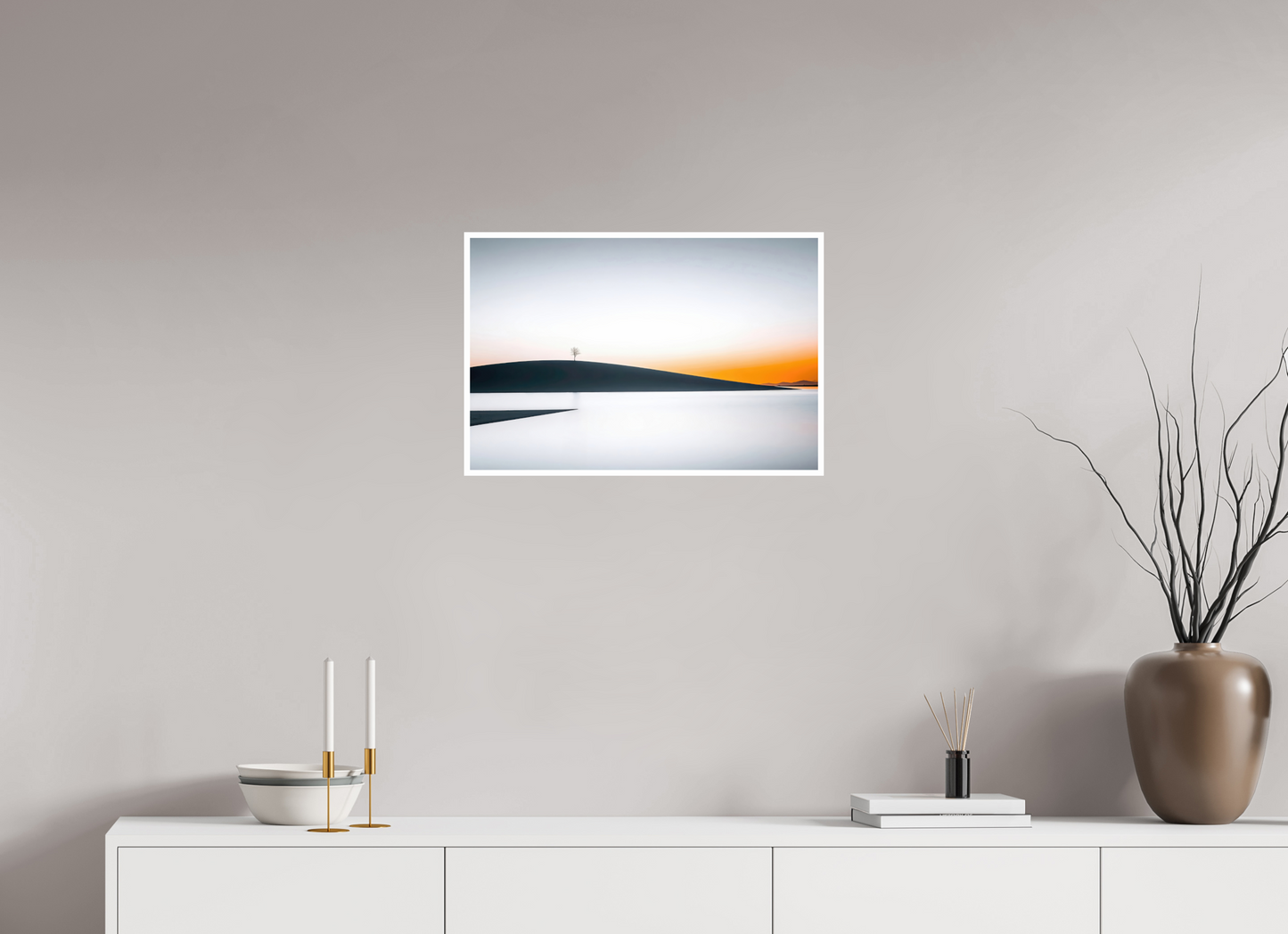 60 x 40 cm, Fine Art Print Hahnemühle Baryta Einsamer Baum im Abendlicht—Wandkunst, Fine Art Print, Leinwand, Acryldruck, Alu-Dibond