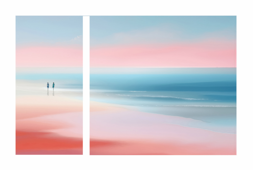 Main image Zwei Frauen am Meer, Diptychon-Look, semi-abstrakt, minimalistisch