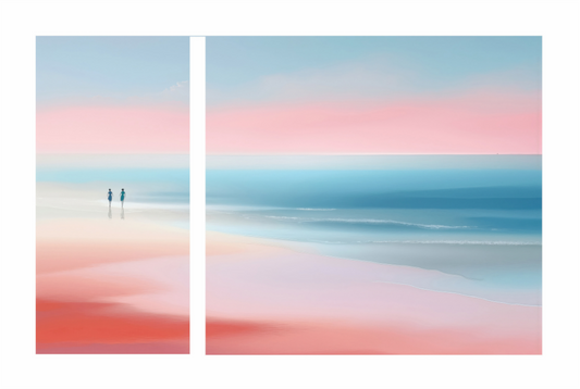 Main image Zwei Frauen am Meer, Diptychon-Look, semi-abstrakt, minimalistisch