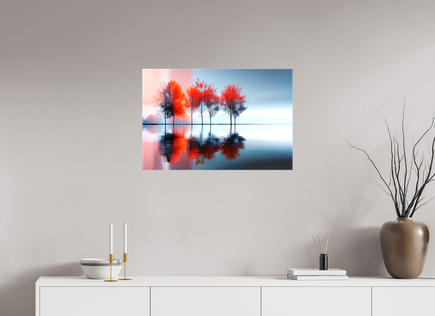 75 x 50 cm, Leinwand glänzend Stille in Rot—Wandkunst, Fine Art Print, Leinwand, Acryldruck, Alu-Dibond