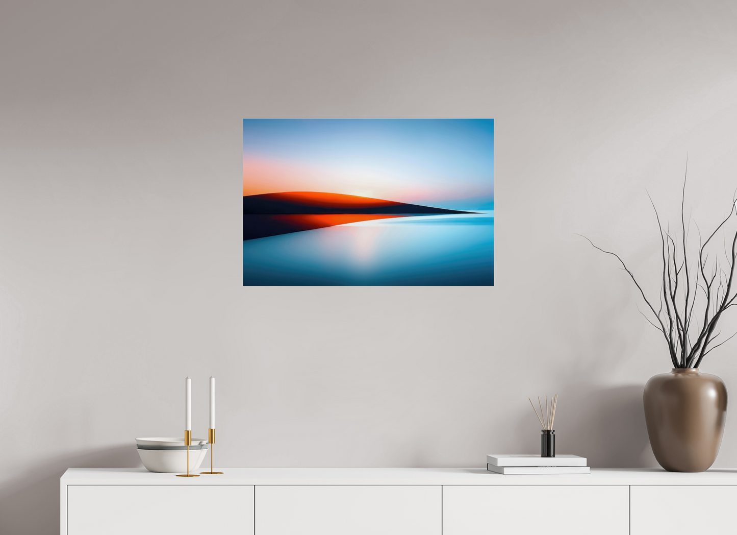 75 x 50 cm, Acrylglas glänzend standard Lichtlinie am Horizont-01—Wandkunst, Fine Art Print, Leinwand, Acryldruck, Alu-Dibond