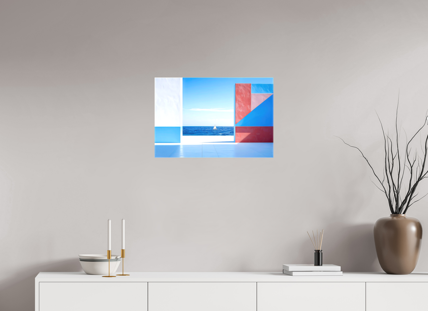 60 x 40 cm, Leinwand glänzend Mauer am Meer-03—Wandkunst, Fine Art Print, Leinwand, Acryldruck