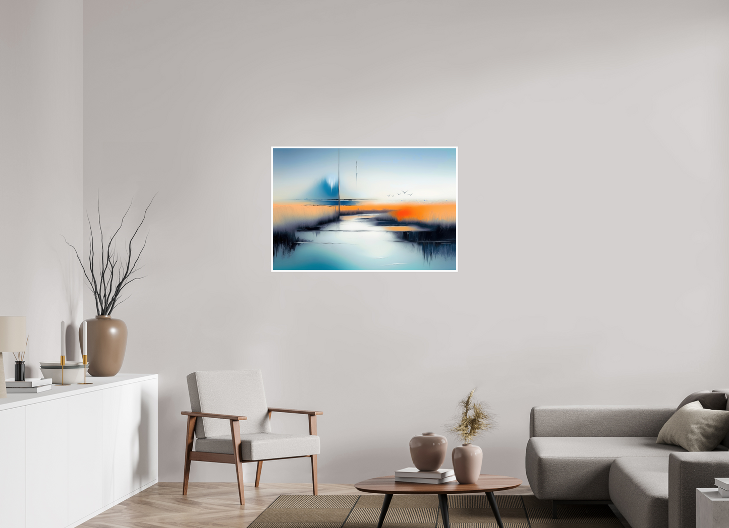 105 x 70 cm, Fine Art Print Hahnemühle Baryta Salzwiese im schwebenden Licht—Wandkunst, Fine Art Print, Leinwand, Acryldruck, Alu-Dibond