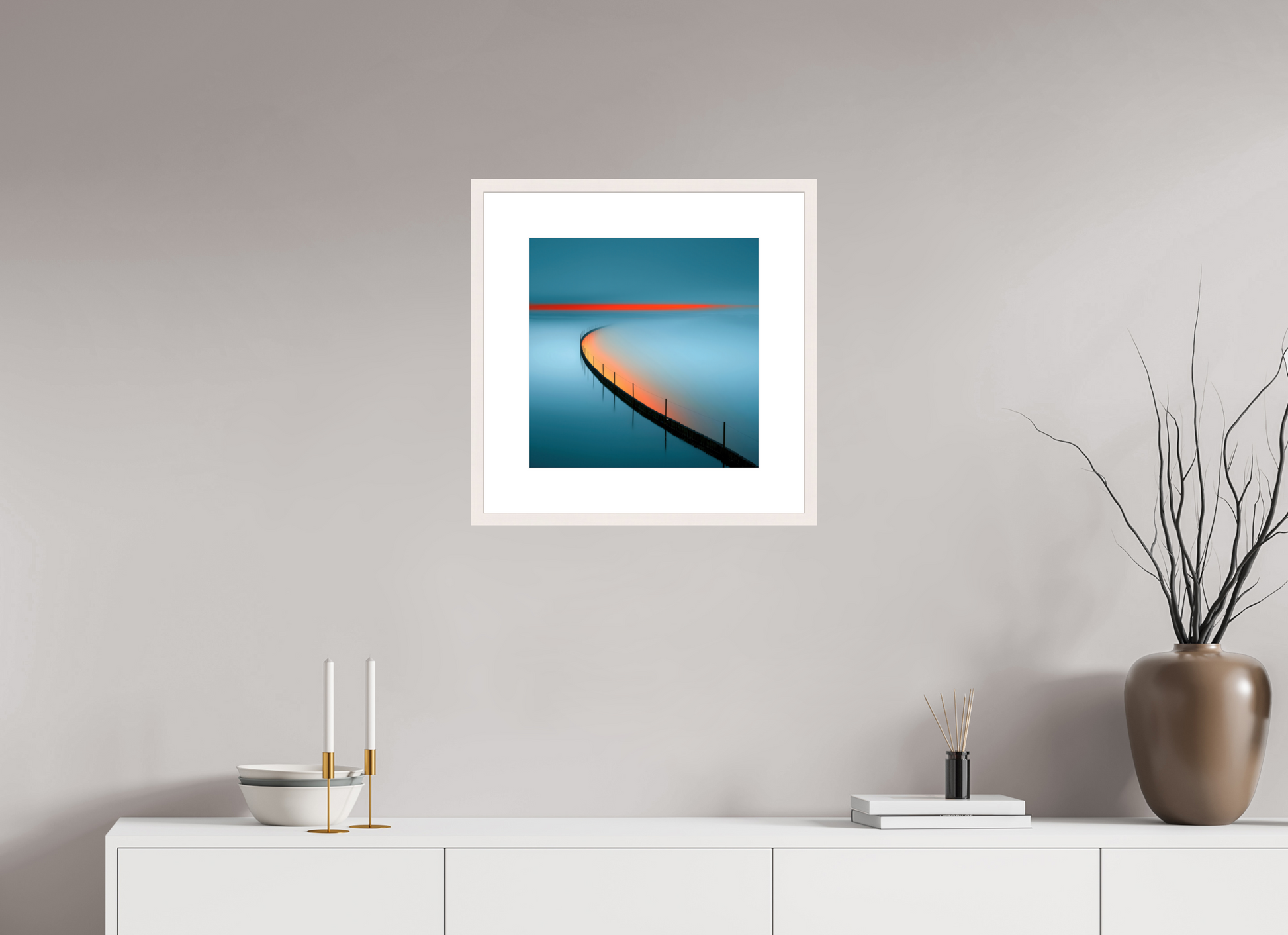 40 x 40 cm, Fine Art Print gerahmt Gezeitenfeuer