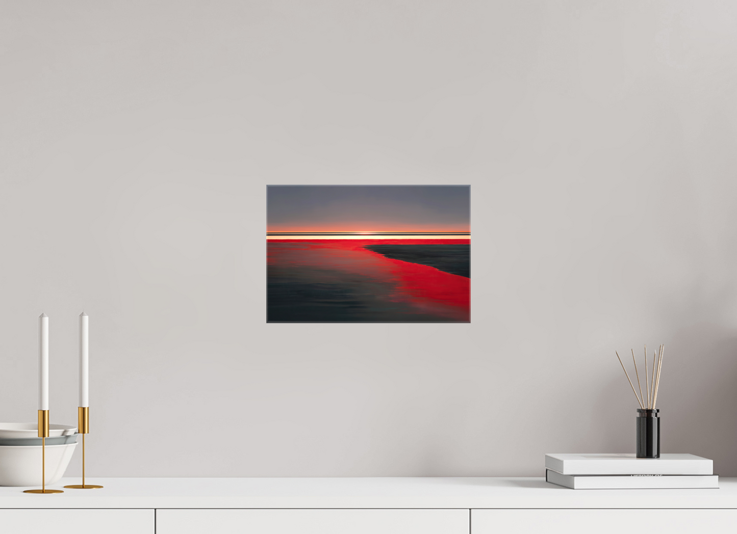 30 x 20 cm, Leinwand glänzend Roter Spiegel des Watts, Wandbild als Kunstdruck, Acrylglas-Druck oder Leinwand