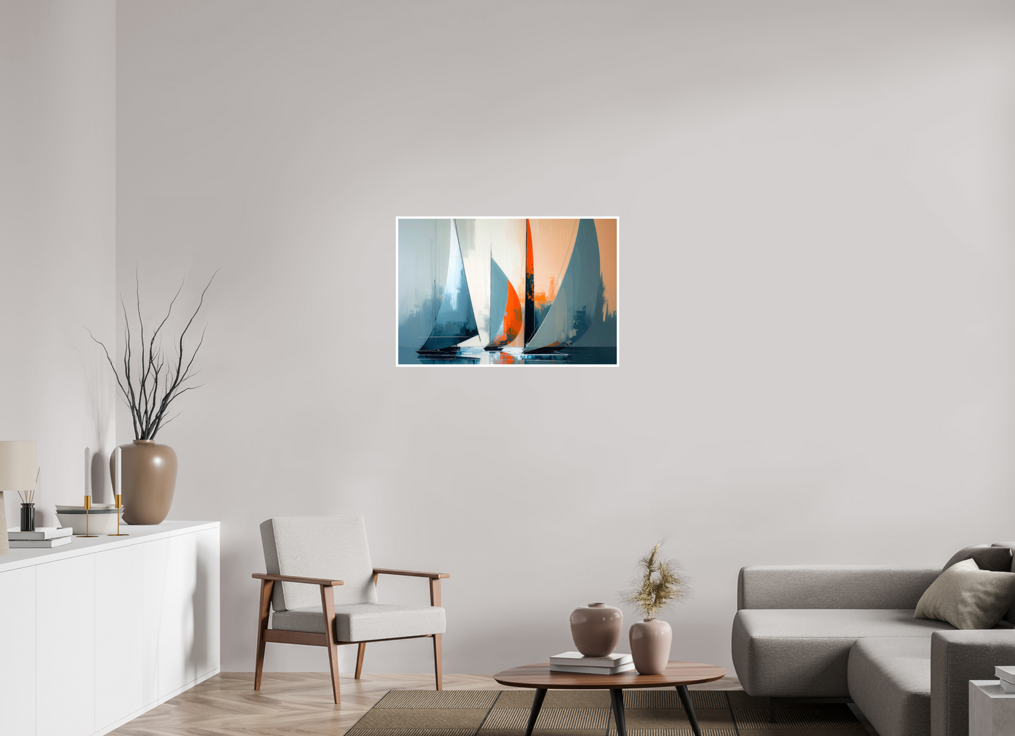 90 x 60 cm, Fine Art Print Hahnemühle Baryta Segelboote abstrakt-14-32—Wandkunst, Fine Art Print, Leinwand, Acryldruck, Alu-Dibond