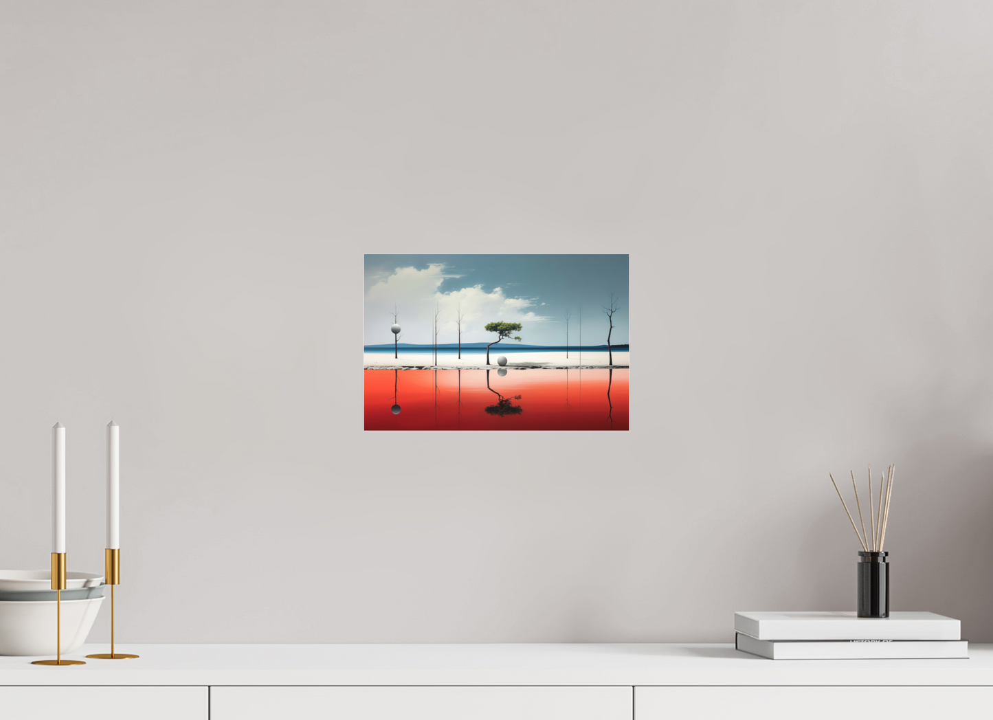 30 x 20 cm, Fine Art Pigmentdruck hinter Acrylglas Balance am Rand des Wassers