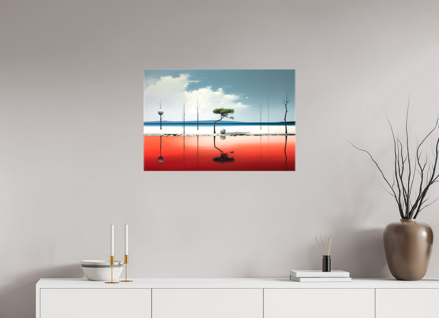 75 x 50 cm, Leinwand glänzend Balance am Rand des Wassers—Wandkunst, Fine Art Print, Leinwand, Acryldruck, Alu-Dibond