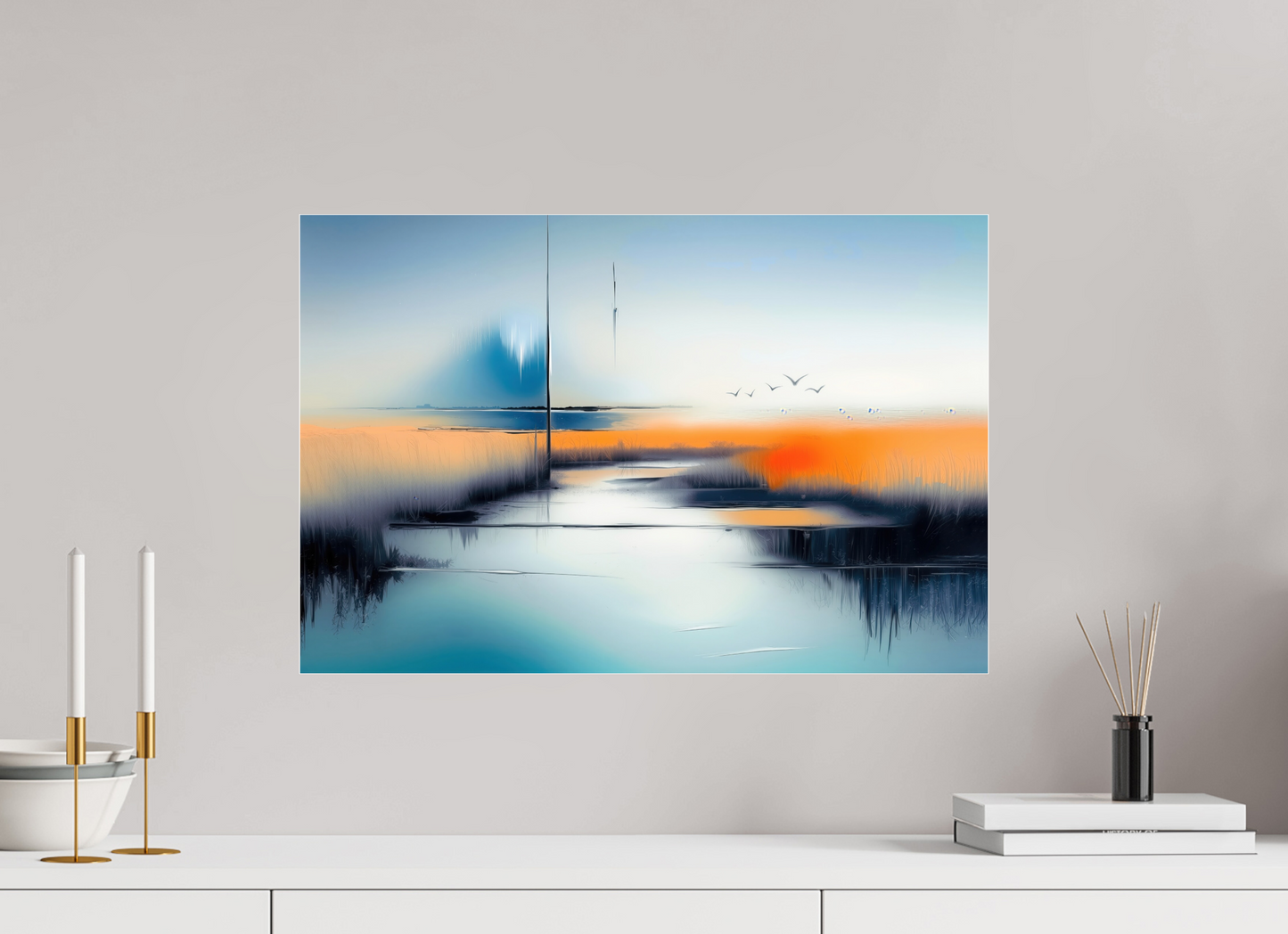 60 x 40 cm, Acrylglas glänzend standard Salzwiese im schwebenden Licht—Wandkunst, Fine Art Print, Leinwand, Acryldruck, Alu-Dibond