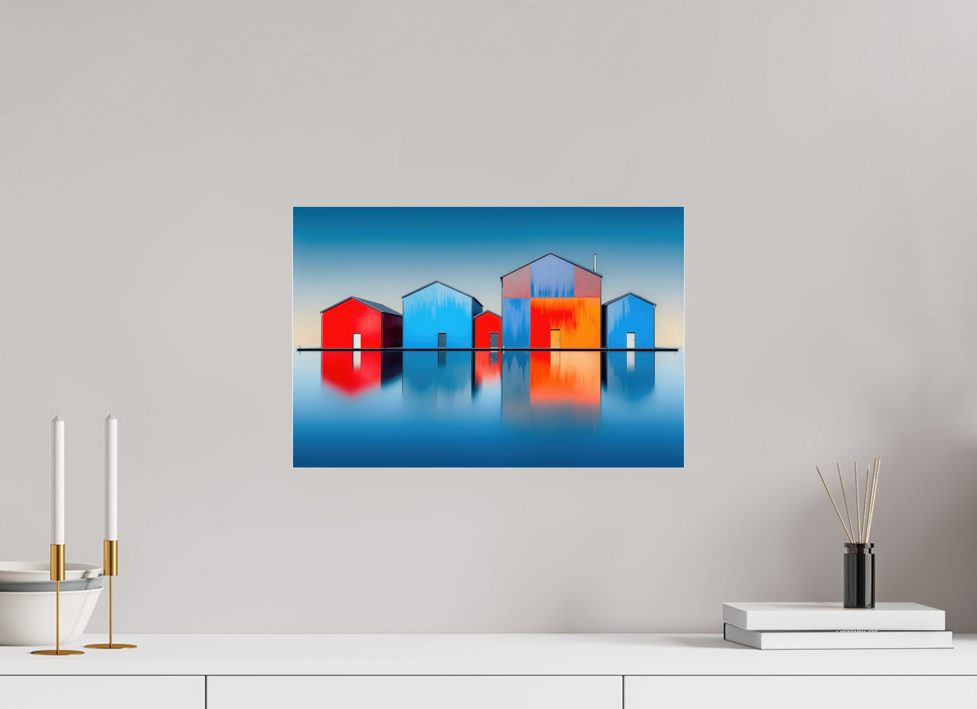 45 x 30 cm, Acrylglas glänzend standard Farbklang am Wasser—Wandkunst, Fine Art Print, Leinwand, Acryldruck, Alu-Dibond