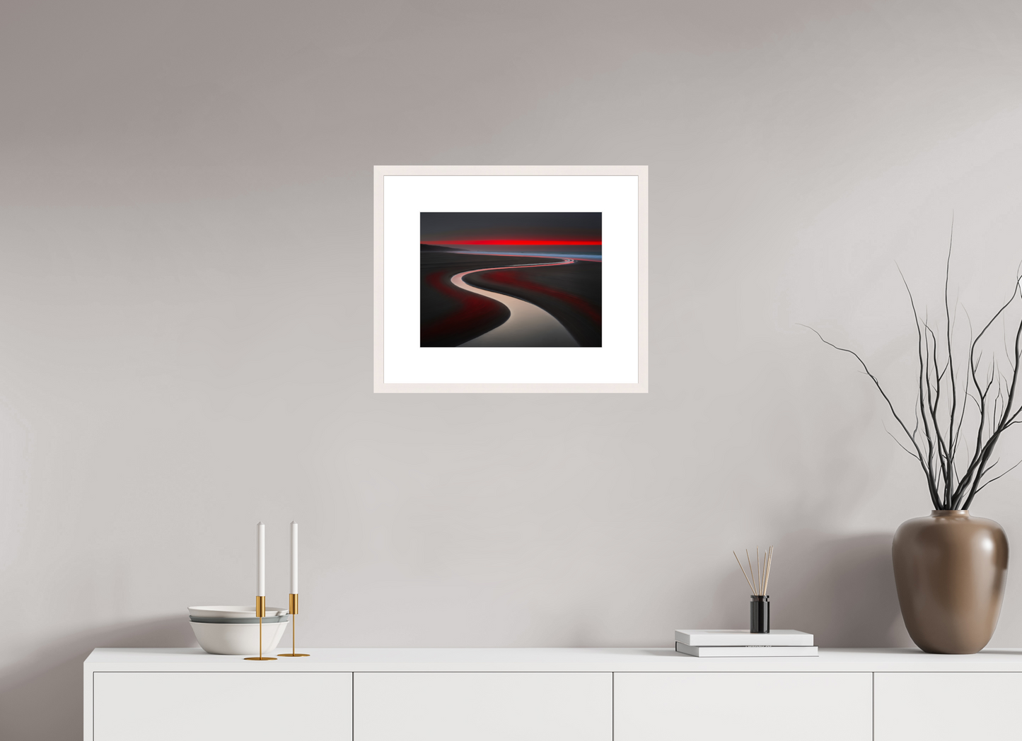 40 x 30 cm, Fine Art Print gerahmt Wattenmeer - die Linie des Lichts