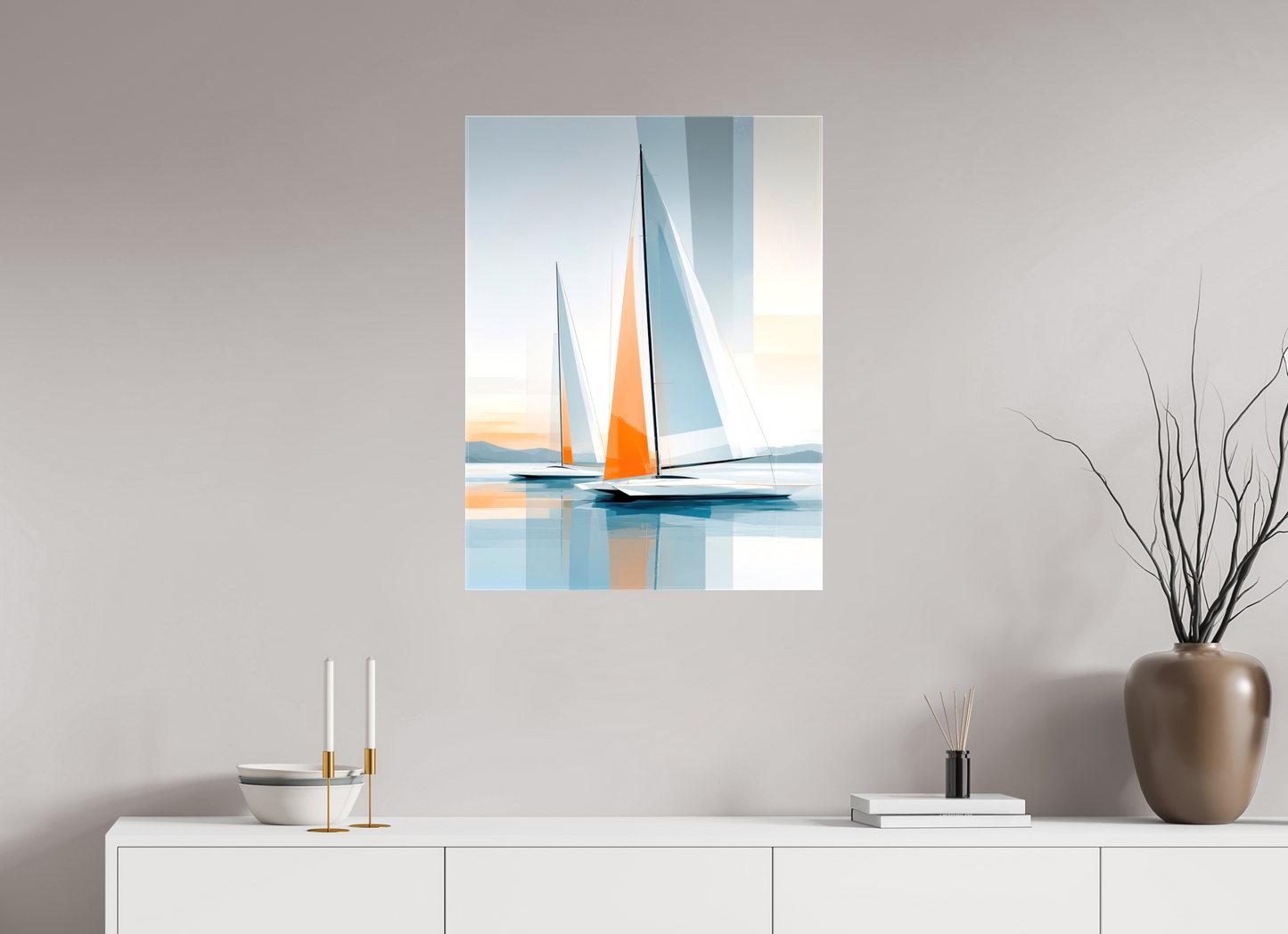 60 x 80 cm, Leinwand glänzend Orange im Blau