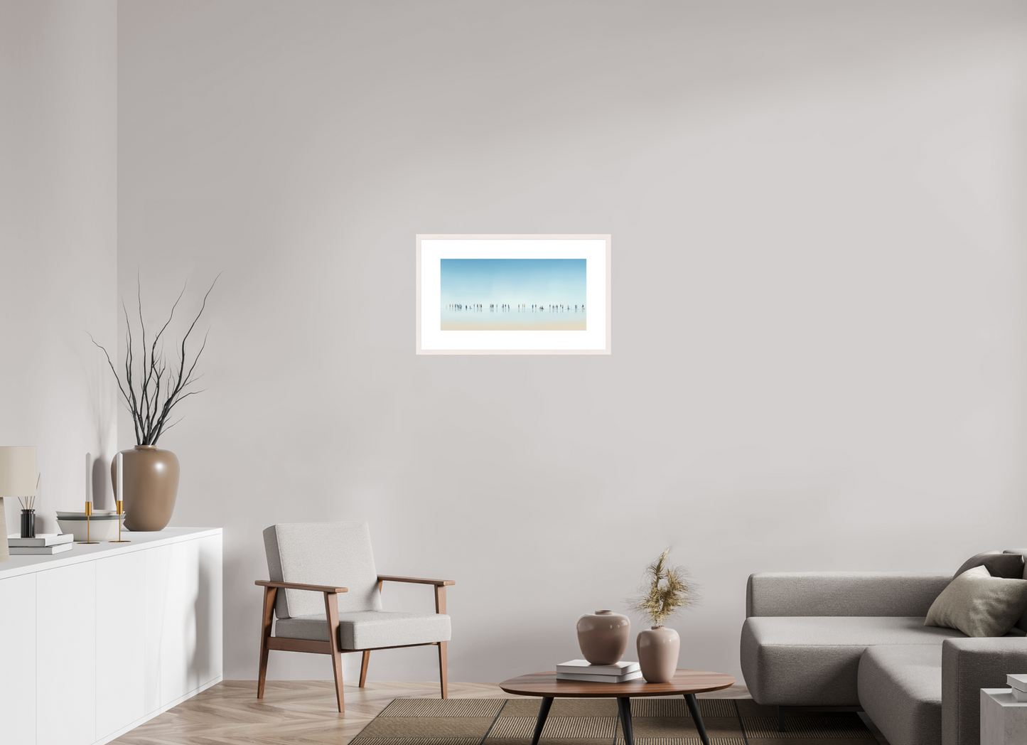 60 x 30 cm, Fine Art Print gerahmt Menschen am Strand-01-21