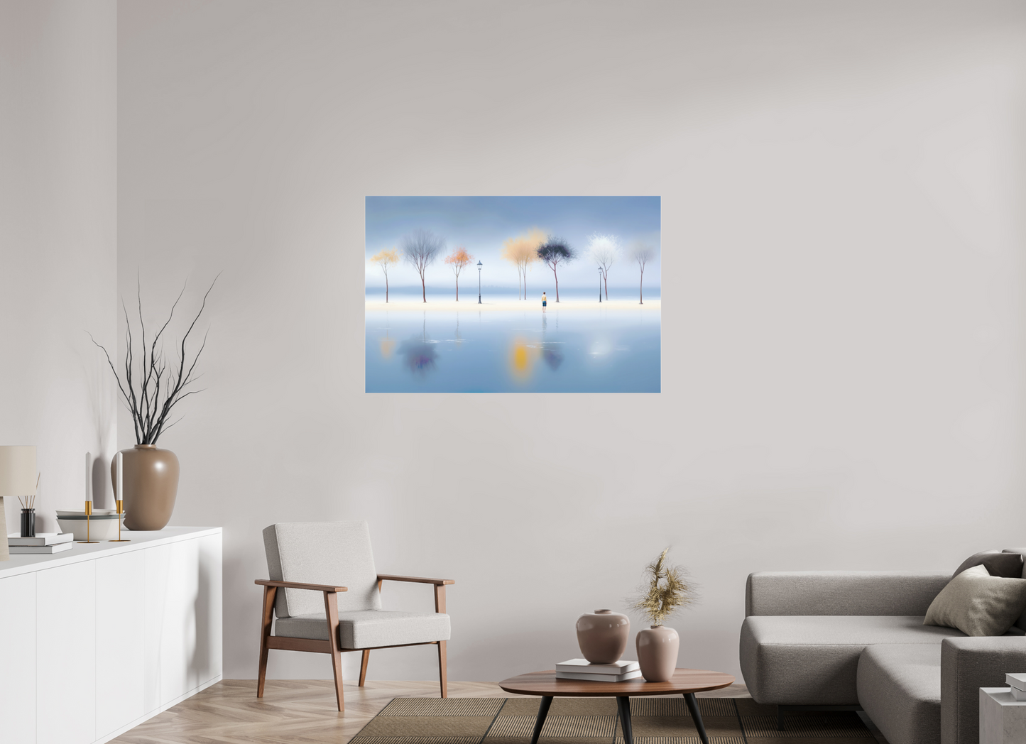 120 x 80 cm, Fine Art Pigmentdruck hinter Acrylglas Stilles Ufer, ferne Gedanken—Wandkunst, Fine Art Print, Leinwand, Acryldruck, Alu-Dibond