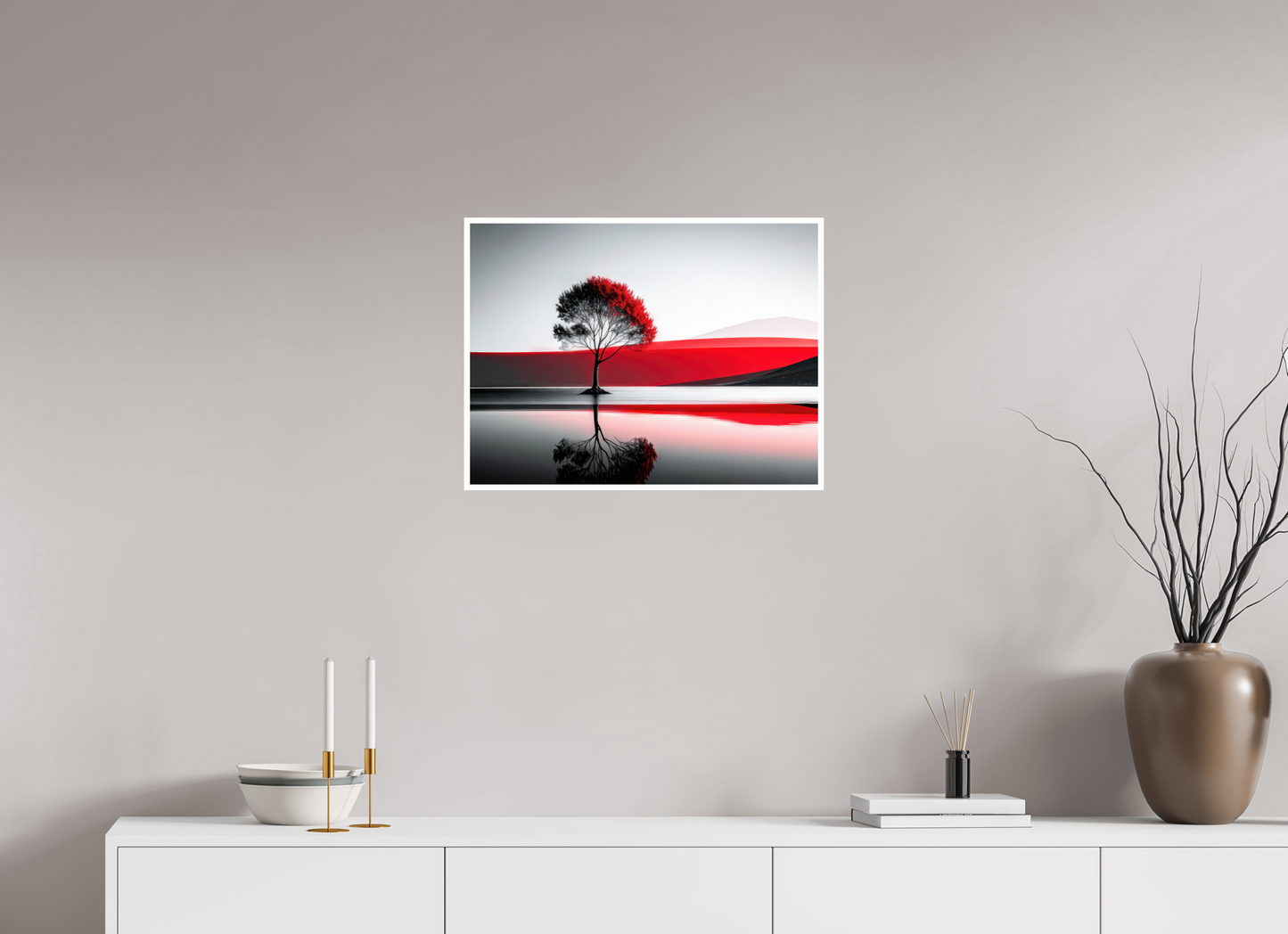 60 x 45 cm, Fine Art Print Hahnemühle Baryta Baum am Ufer surreal-01—Wandkunst, Fine Art Print, Leinwand, Acryldruck, Alu-Dibond