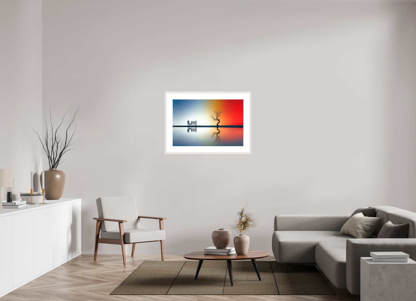90 x 60 cm, Fine Art Print gerahmt Begegnung am stillen Meer