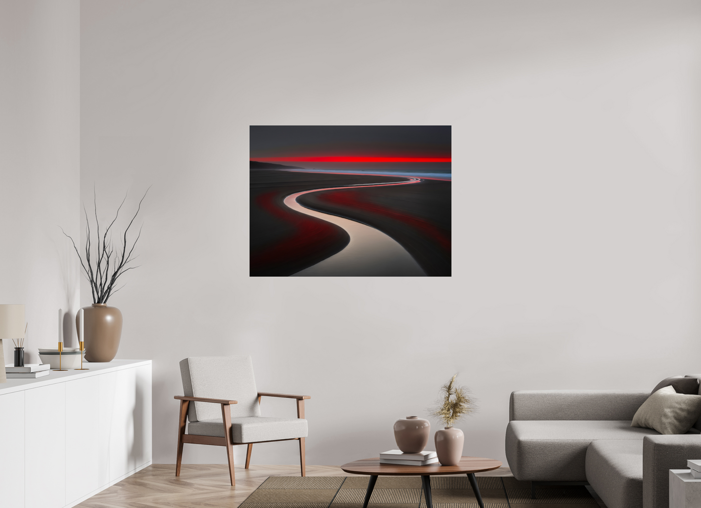120 x 90 cm, Acrylglas glänzend standard Wattenmeer - die Linie des Lichts—Wandkunst, Fine Art Print, Leinwand, Acryldruck, Alu-Dibond