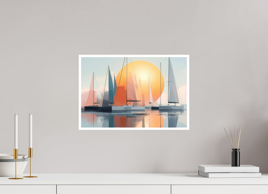 45 x 30 cm, Fine Art Print Hahnemühle Baryta Segelboot-Kunst - Zwischen Horizont und Geometrie-01—Wandkunst, Fine Art Print, Leinwand, Acryldruck, Alu-Dibond