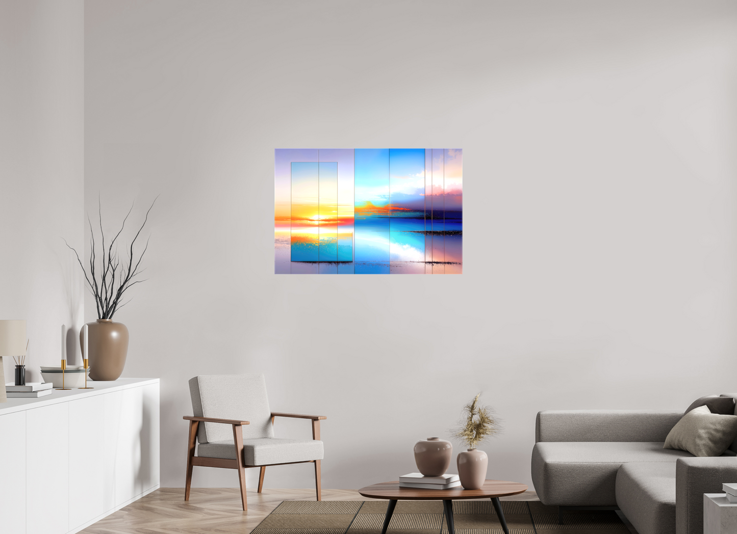 105 x 70 cm, Leinwand glänzend Fenster zum Meer-01—Wandkunst, Fine Art Print, Leinwand, Acryldruck, Alu-Dibond