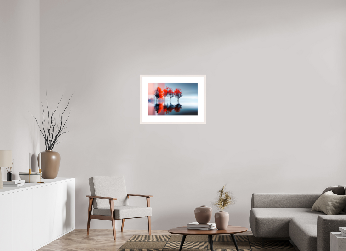 60 x 40 cm, Fine Art Print gerahmt Stille in Rot