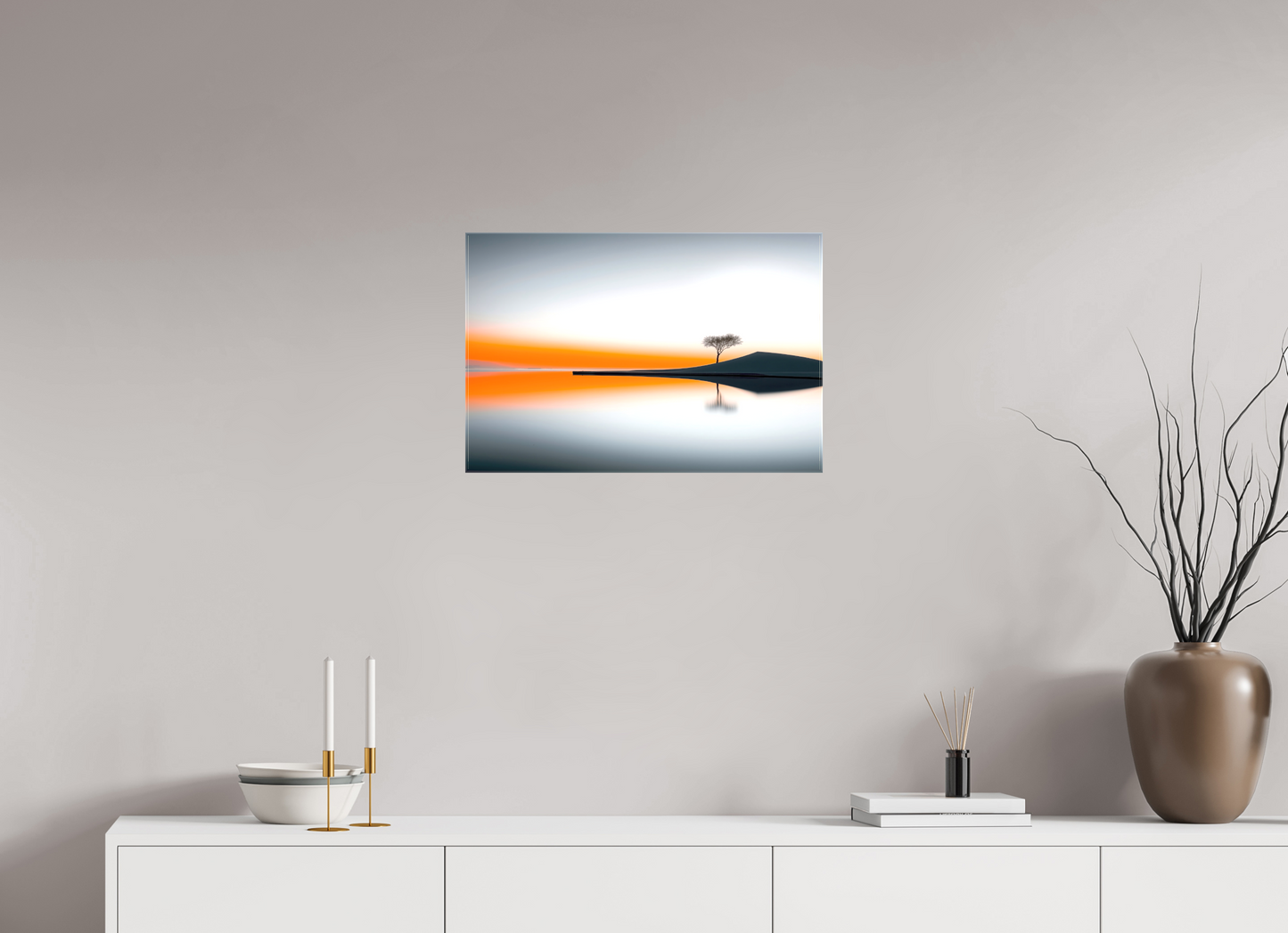 60 x 40 cm, Leinwand glänzend Uferlinie im Morgenlicht—Wandkunst, Fine Art Print, Leinwand, Acryldruck, Alu-Dibond