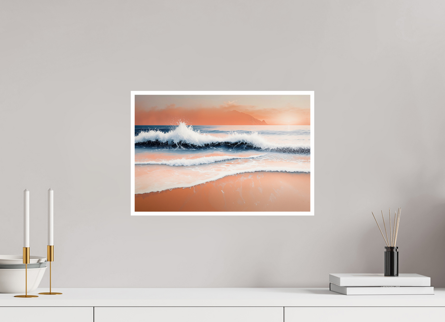 45 x 30 cm, Fine Art Print Hahnemühle Baryta Brandung in Pastell—Wandkunst, Fine Art Print, Leinwand, Acryldruck, Alu-Dibond