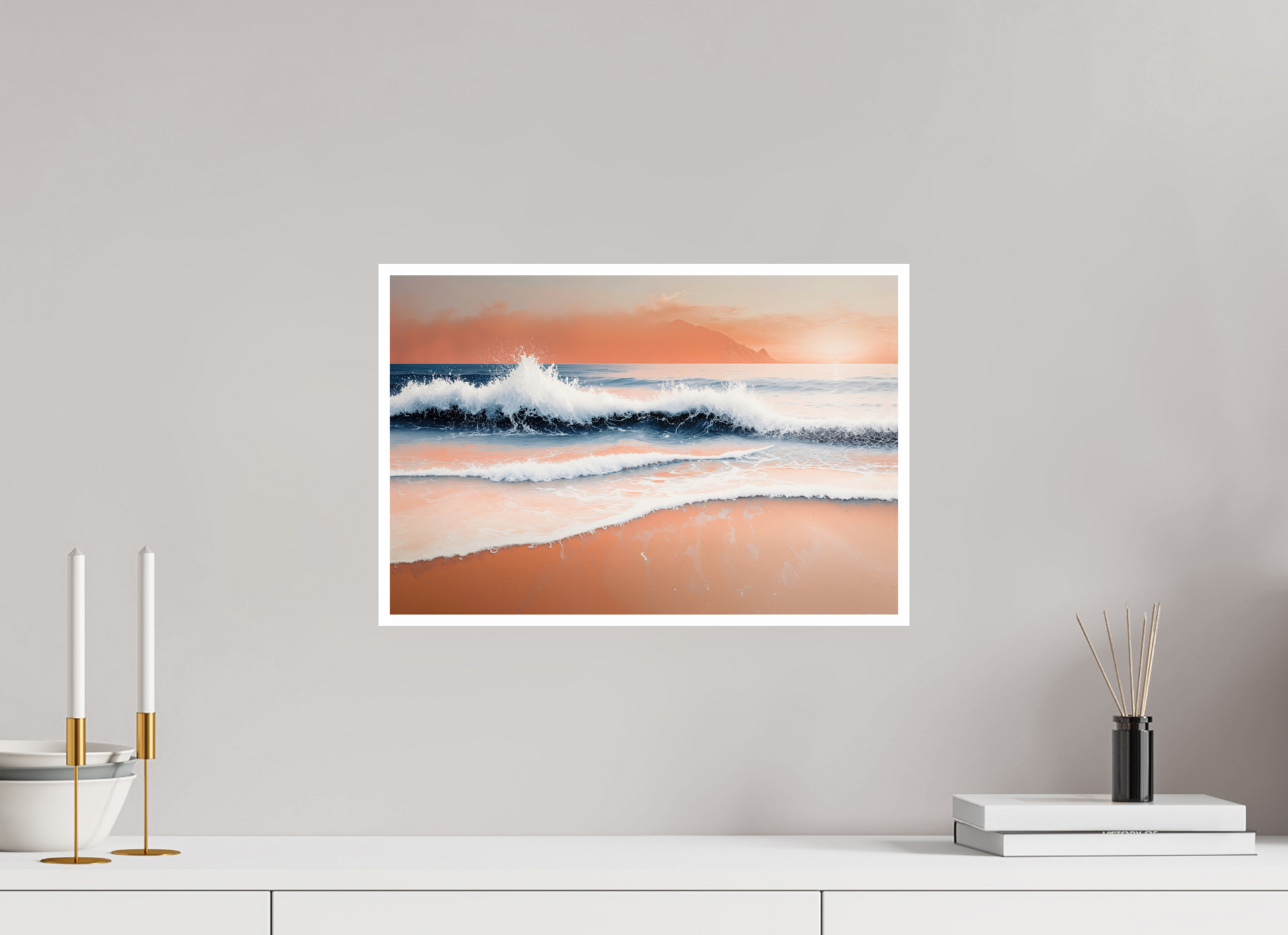 45 x 30 cm, Fine Art Print Hahnemühle Baryta Brandung in Pastell—Wandkunst, Fine Art Print, Leinwand, Acryldruck, Alu-Dibond