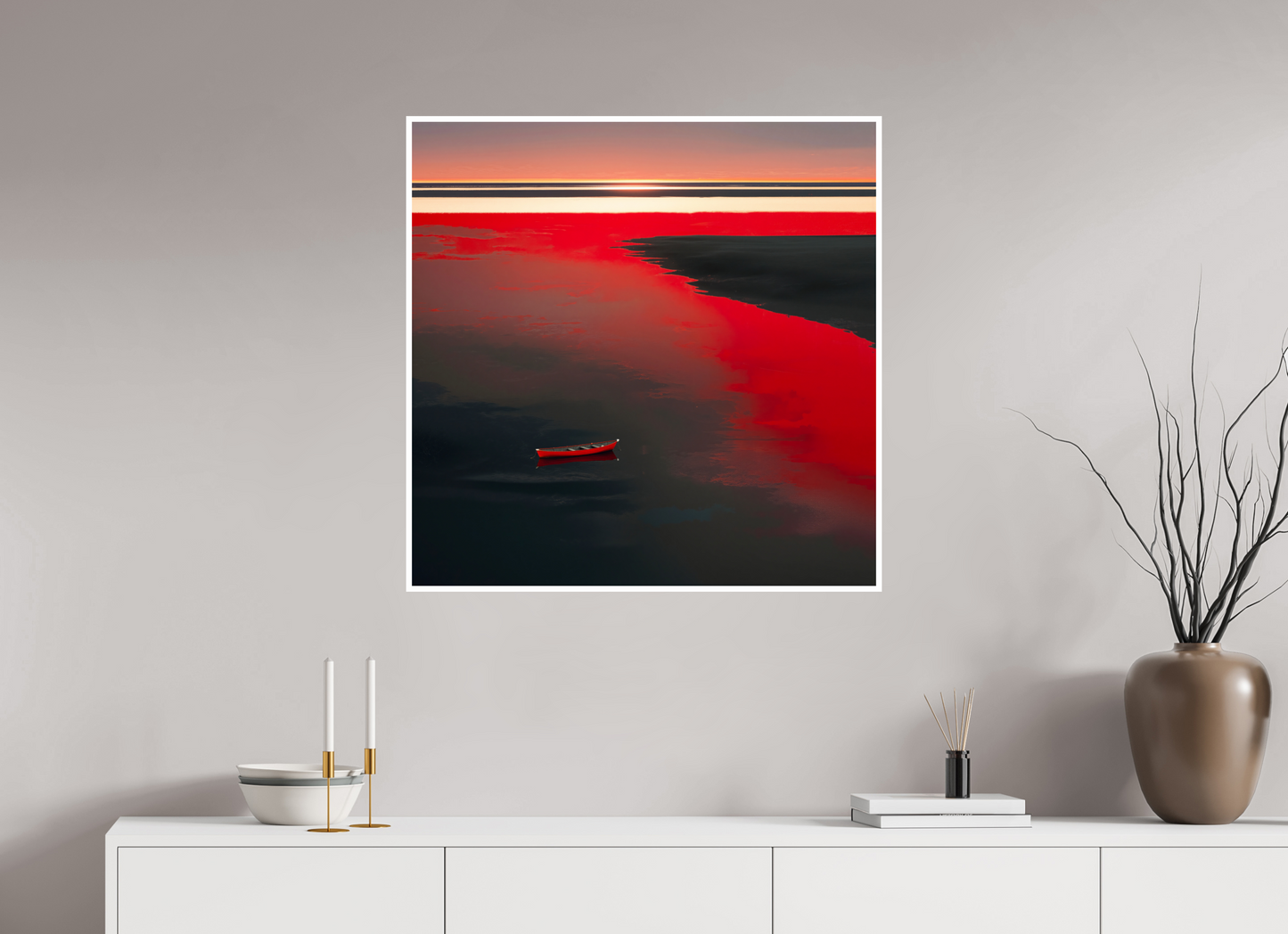 80 x 80 cm, Fine Art Print Hahnemühle Baryta Allein im Rot