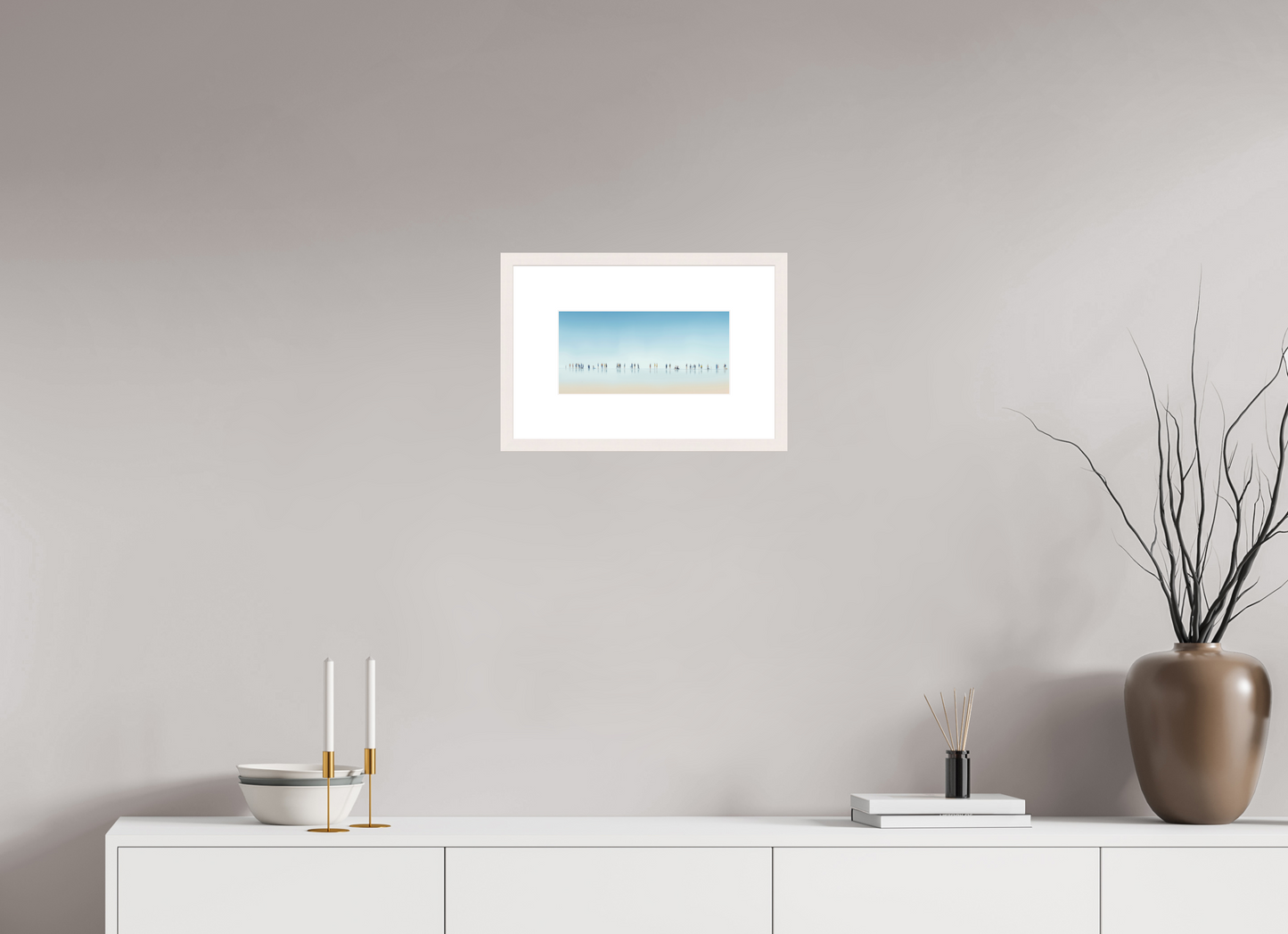 30 x 15 cm, Fine Art Print gerahmt Menschen am Strand-01-21