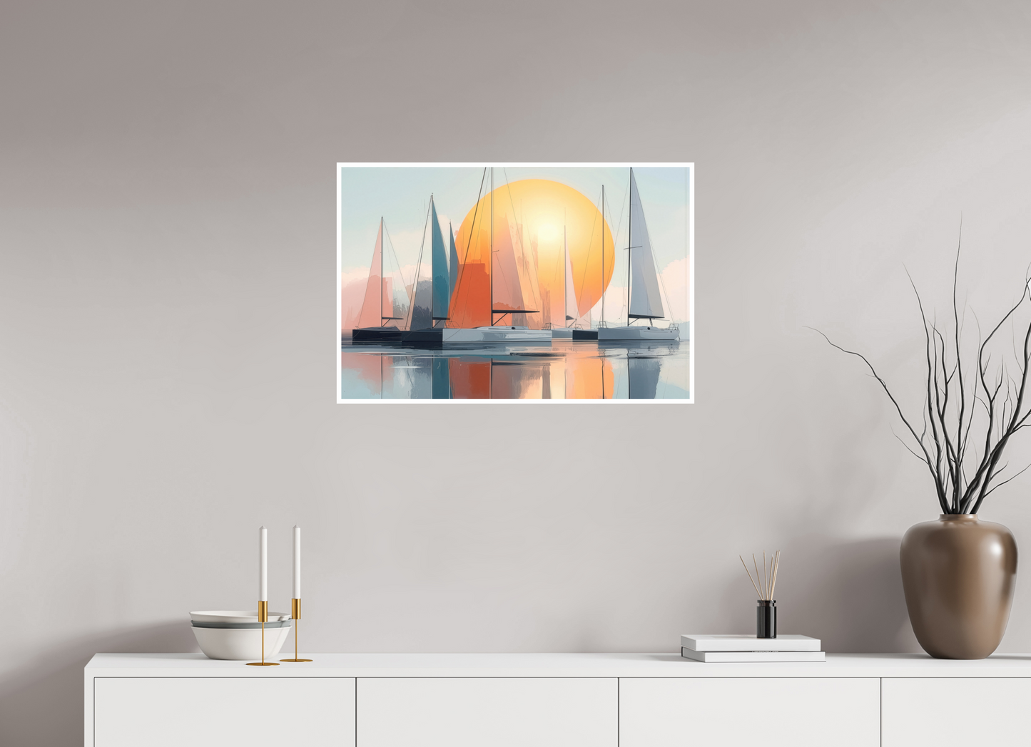 75 x 50 cm, Fine Art Print Hahnemühle Baryta Segelboot-Kunst - Zwischen Horizont und Geometrie-01—Wandkunst, Fine Art Print, Leinwand, Acryldruck, Alu-Dibond