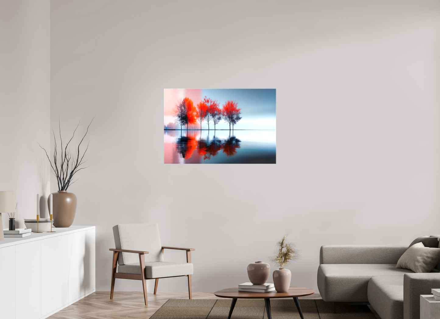 105 x 70 cm, Leinwand glänzend Stille in Rot—Wandkunst, Fine Art Print, Leinwand, Acryldruck, Alu-Dibond