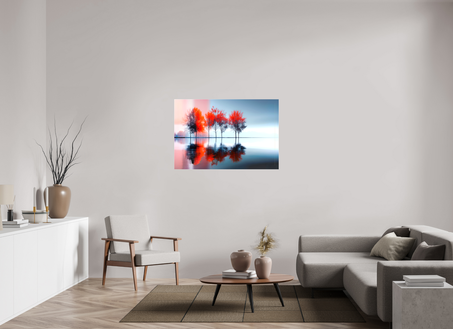 120 x 80 cm, Leinwand glänzend Stille in Rot—Wandkunst, Fine Art Print, Leinwand, Acryldruck, Alu-Dibond