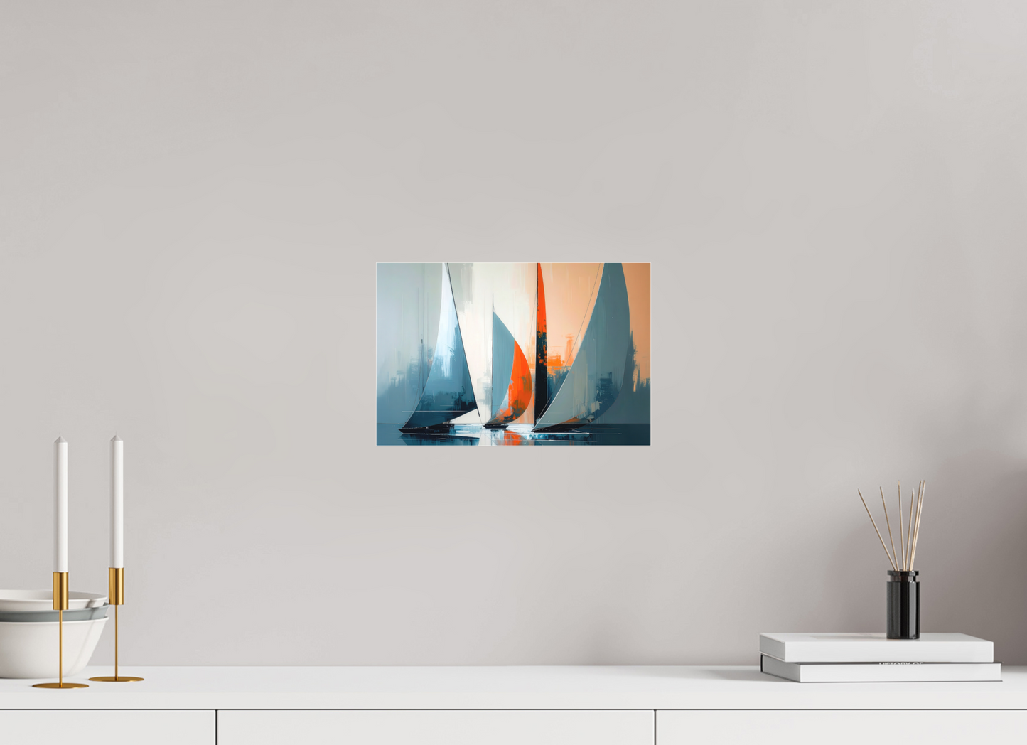 30 x 20 cm, Fine Art Pigmentdruck hinter Acrylglas Segelboote abstrakt-14-32