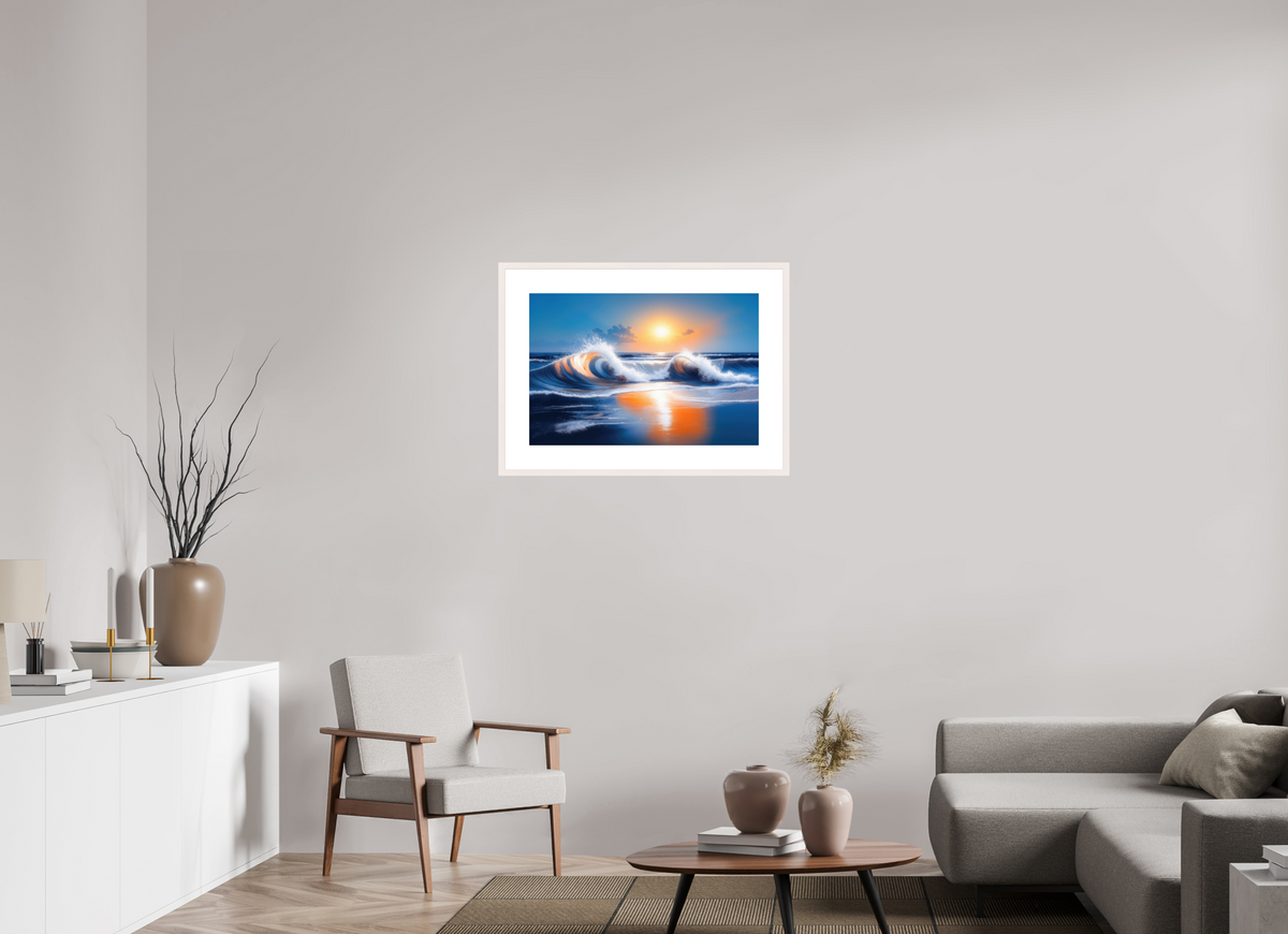 75 x 50 cm, Fine Art Print gerahmt Brandung im Licht—Wandkunst, Fine Art Print, Leinwand, Acryldruck, Alu-Dibond