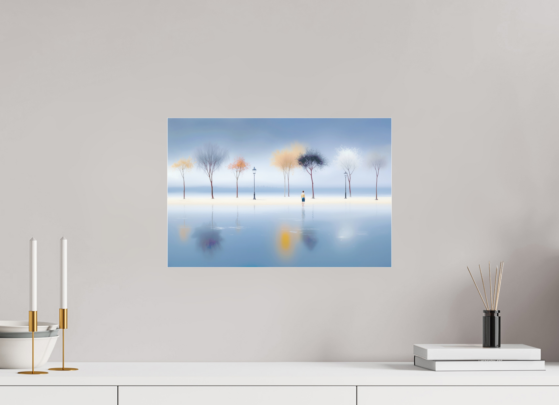 45 x 30 cm, Acrylglas glänzend standard Stilles Ufer, ferne Gedanken—Wandkunst, Fine Art Print, Leinwand, Acryldruck, Alu-Dibond