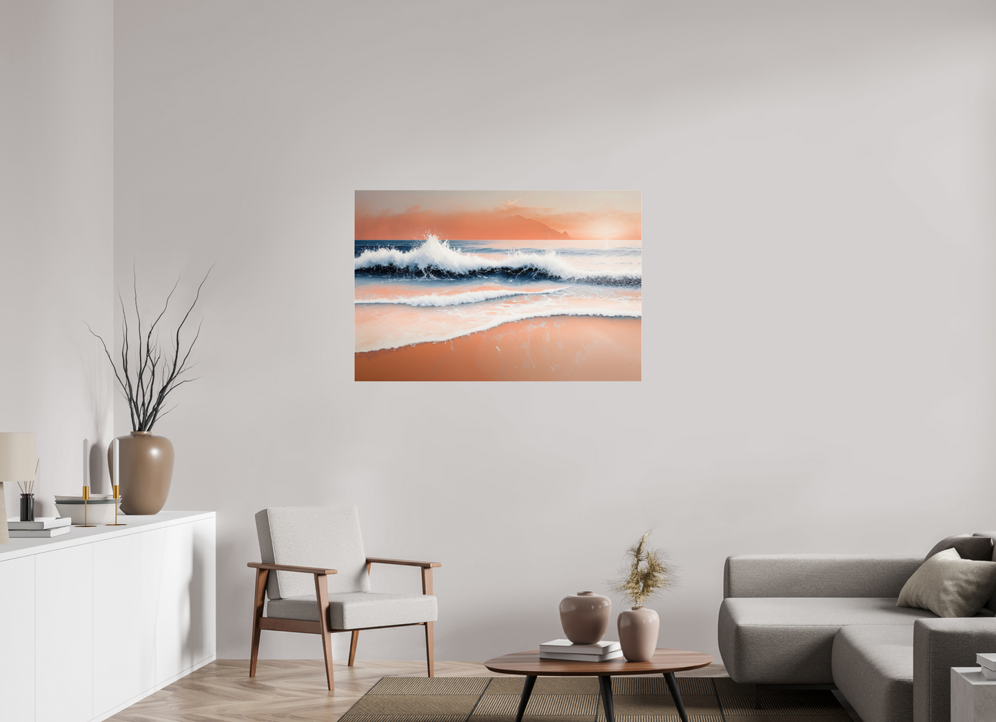 120 x 80 cm, Acrylglas glänzend standard Brandung in Pastell—Wandkunst, Fine Art Print, Leinwand, Acryldruck, Alu-Dibond