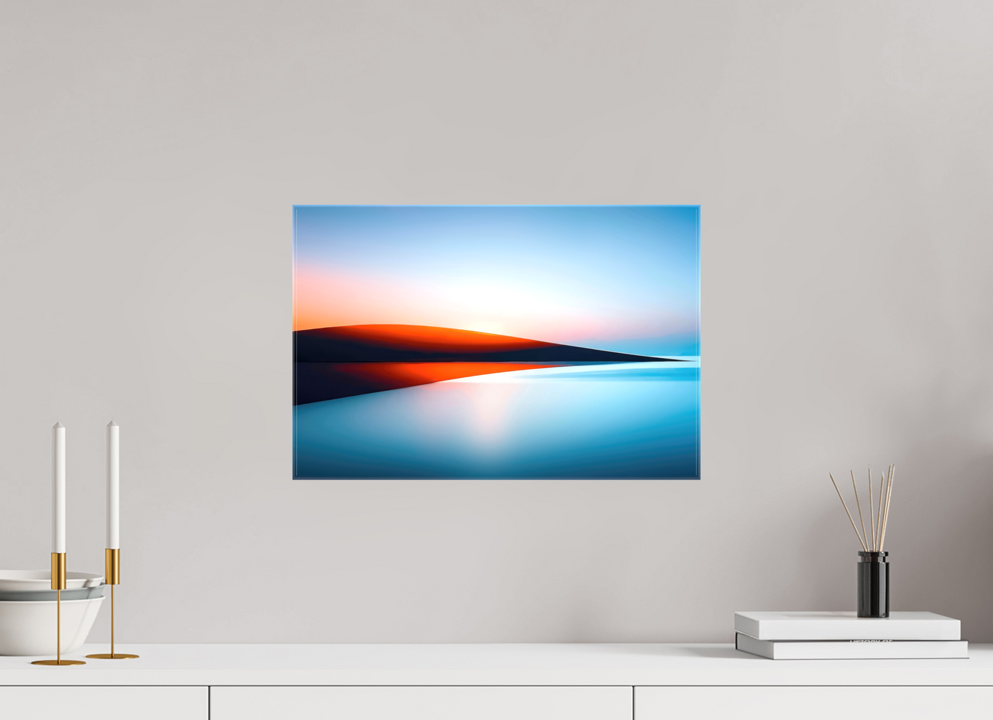 45 x 30 cm, Leinwand glänzend Lichtlinie am Horizont-01—Wandkunst, Fine Art Print, Leinwand, Acryldruck, Alu-Dibond