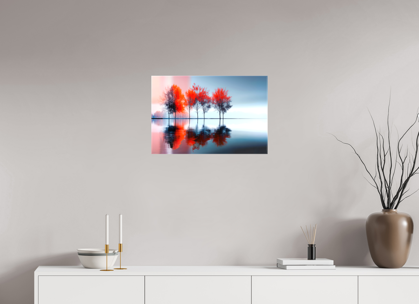 60 x 40 cm, Leinwand glänzend Stille in Rot—Wandkunst, Fine Art Print, Leinwand, Acryldruck, Alu-Dibond