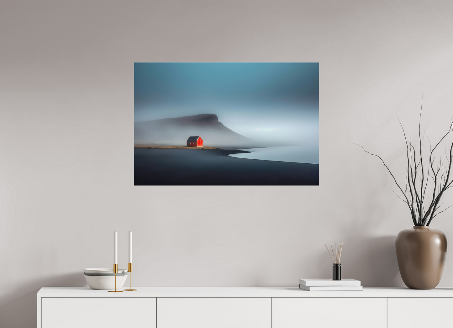 90 x 60 cm, Fine Art Pigmentdruck hinter Acrylglas Haus am Meer-01—Wandkunst, Fine Art Print, Leinwand, Acryldruck, Alu-Dibond