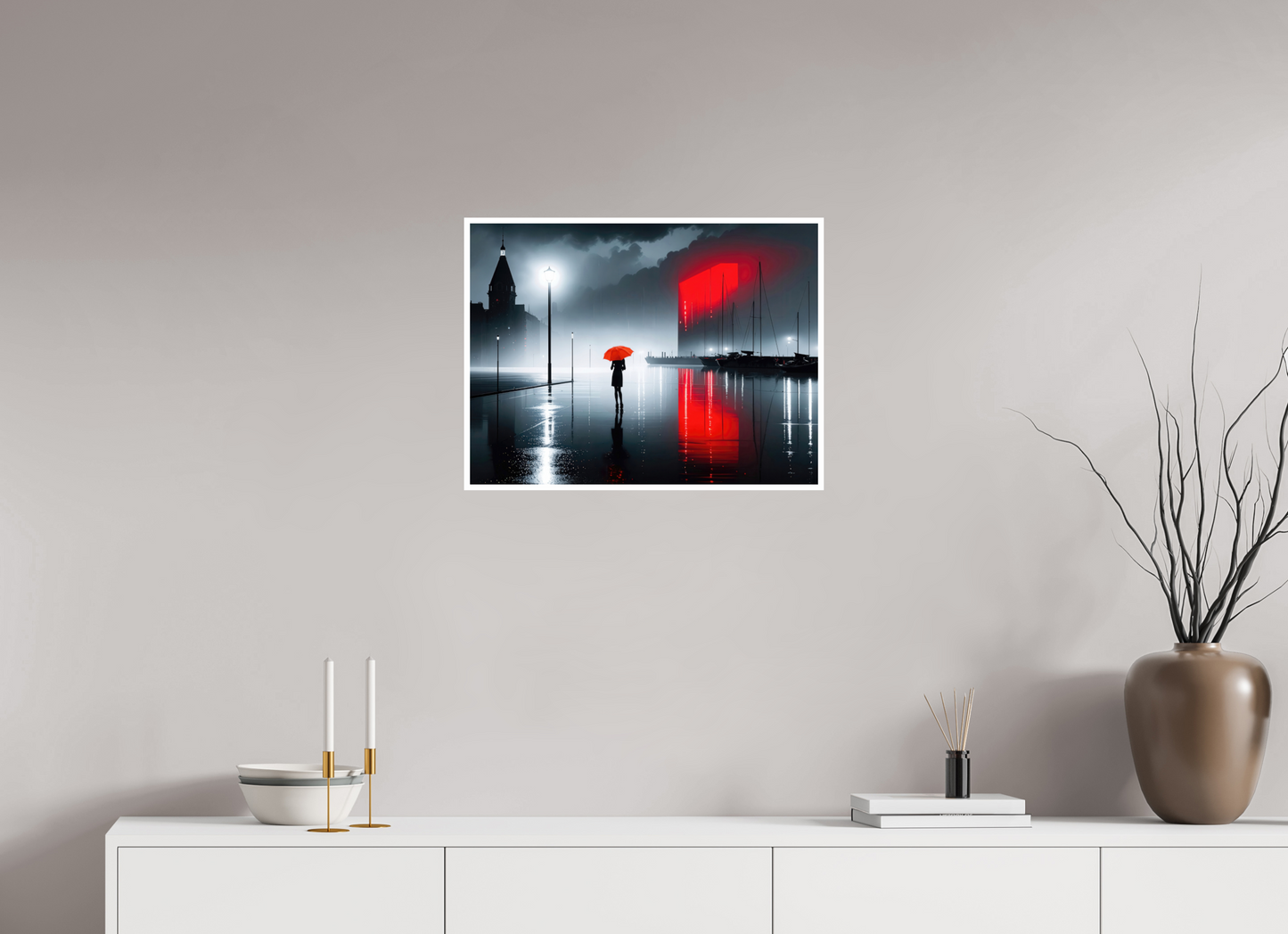 60 x 45 cm, Fine Art Print Hahnemühle Baryta Frau am Seglerhafen bei Nacht-01