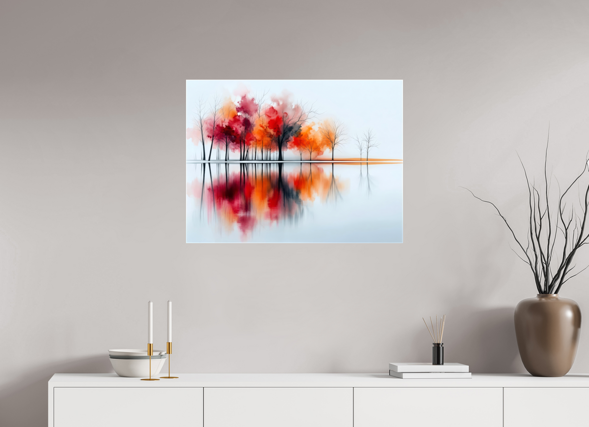80 x 60 cm, Leinwand glänzend Uferträume – Sinfonie in Zinnober