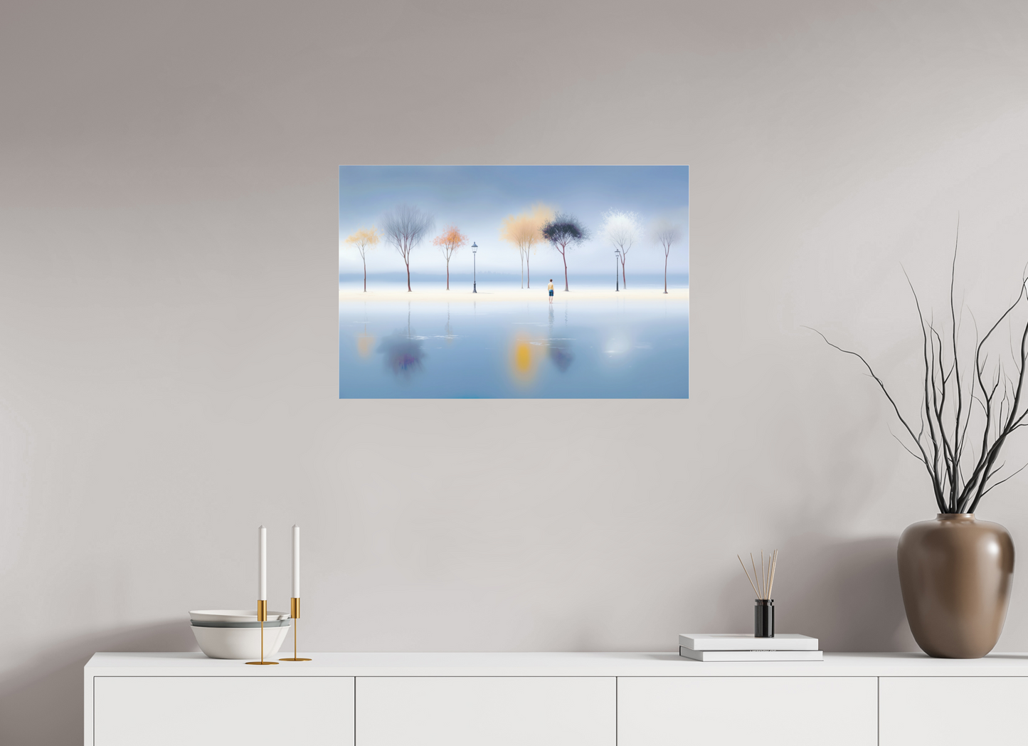 75 x 50 cm, Fine Art Pigmentdruck hinter Acrylglas Stilles Ufer, ferne Gedanken—Wandkunst, Fine Art Print, Leinwand, Acryldruck, Alu-Dibond