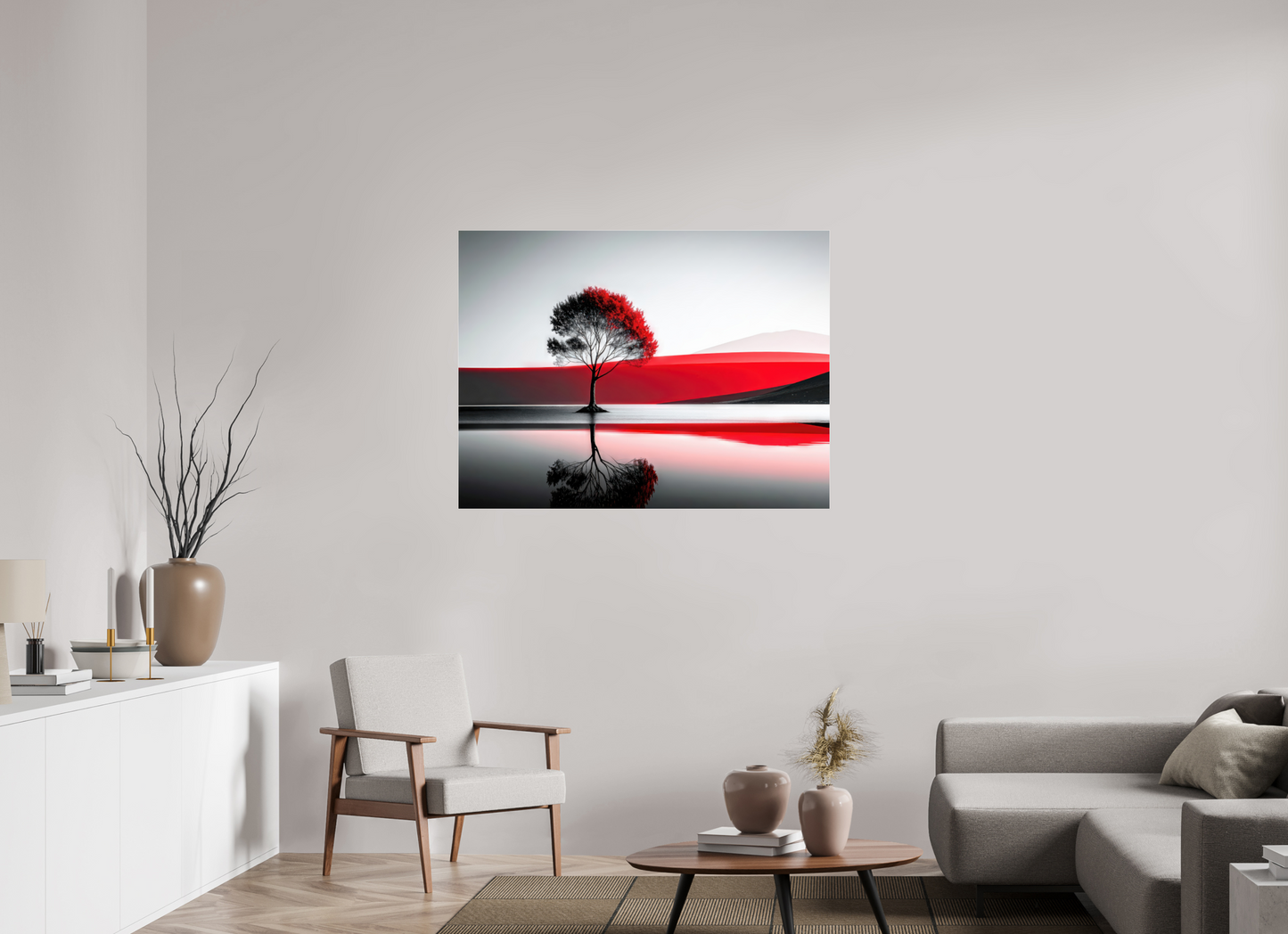 120 x 90 cm, Acrylglas glänzend standard Baum am Ufer surreal-01—Wandkunst, Fine Art Print, Leinwand, Acryldruck, Alu-Dibond