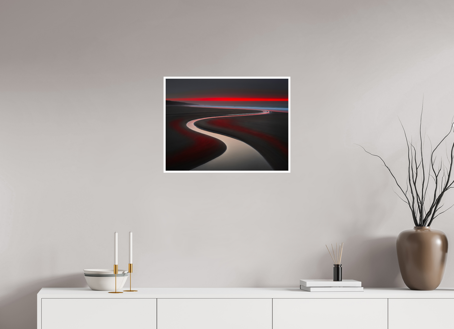 60 x 45 cm, Fine Art Print Hahnemühle Baryta Wattenmeer - die Linie des Lichts—Wandkunst, Fine Art Print, Leinwand, Acryldruck, Alu-Dibond
